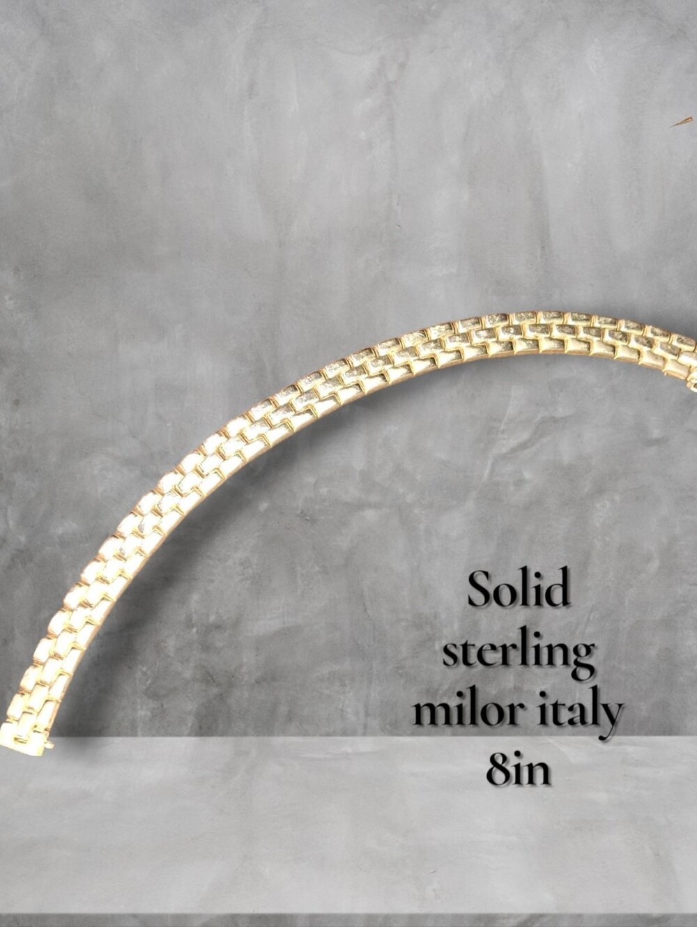 Solid Milor Sterling Silver Bracelet - 8in Made In Italy Safety Clasp